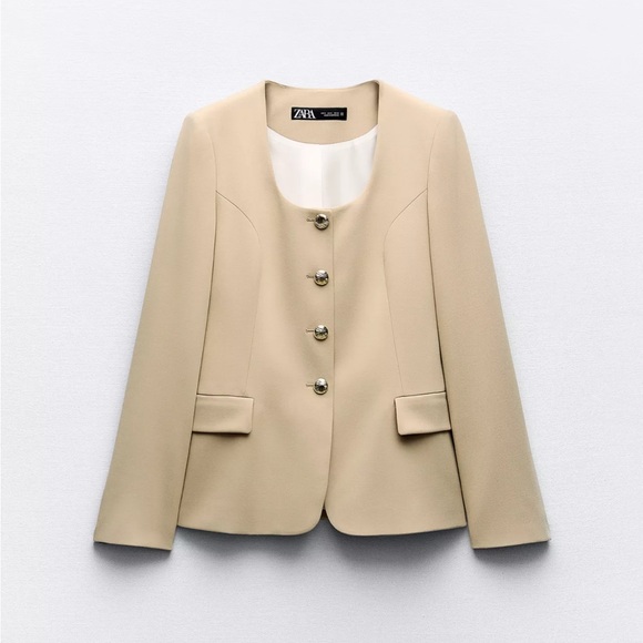 Zara Scoop Neck Blazer - Picture 1 of 8